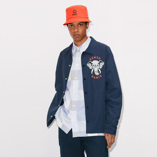 KENZO 高田贤三 男士尼龙大象徽标印花长袖衬衫 蓝色 FD55 BL061 9NC 77 商品图1