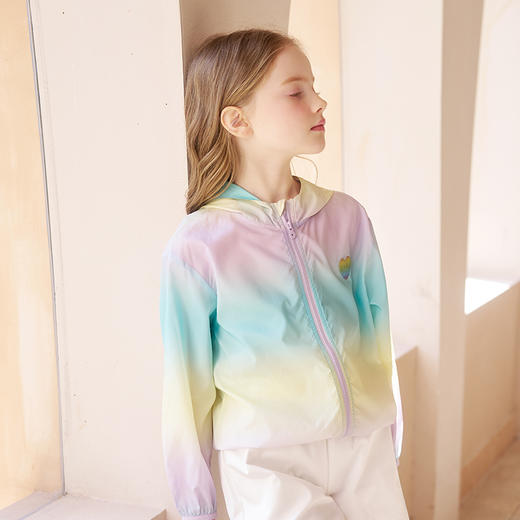 儿童皮肤衣夏季冰丝透气中大童开衫女童彩虹色沙滩洋气薄款外套 商品图5
