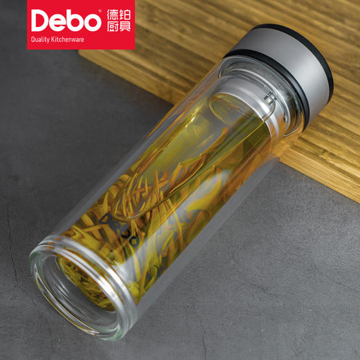 Debo德铂汉纳斯高硼硅玻璃套装杯304不锈钢过滤茶漏茶杯办公水杯320ml+360ml两件套 商品图1