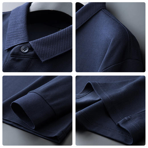 换【新款DK】大依优型大码刺绣长袖Polo衫商务休闲绅士免烫翻领T恤胖子宽松男休闲气质刺绣POLO衫 商品图2