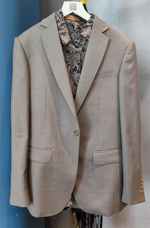 男装修身西服套装 霸道总裁范 驼色条纹 进口稀缺面料 J204M4662 商品图1