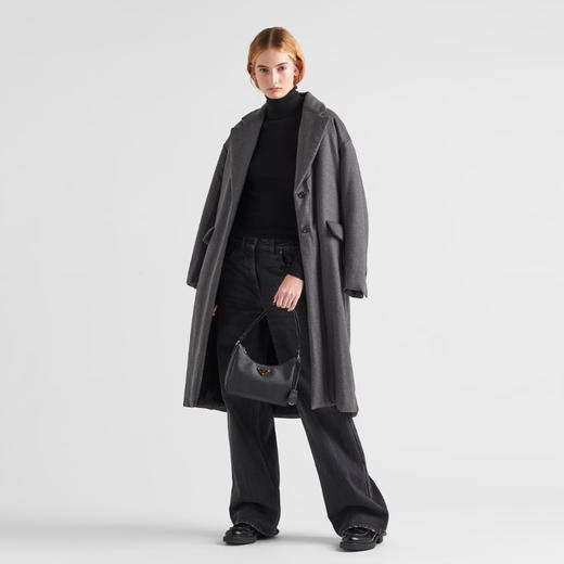 【一】PRADA 普拉达 女士 Saffiano 十字纹皮革珐琅金属三角形徽标迷你手提包 黑色 1BC204 NZV F0632 JOM 商品图3