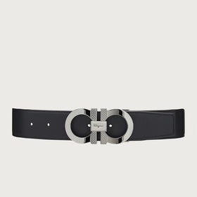 FERRAGAMO 菲拉格慕 男士双面可调式 GANCINI 腰带 黑色 67 0084 750184