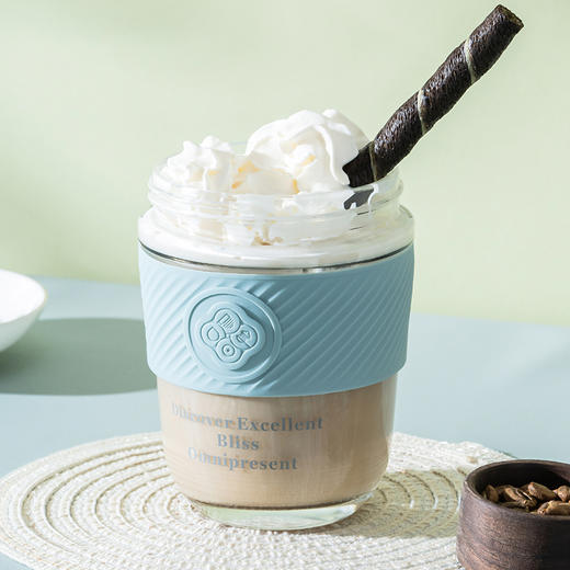 Debo德铂艾朵拉玻璃杯便携小清新有盖吸管杯套创意办公圆形大容量咖啡杯320毫升 商品图10