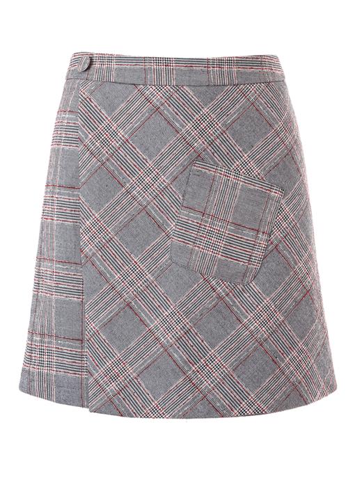 欧芮儿 格子半身裙女2019新款女装夏装高腰不规则a字裙短裙子 商品图3