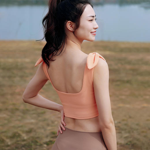 【双磨肌理】方领肩袢装饰带胸垫运动背心 商品图2
