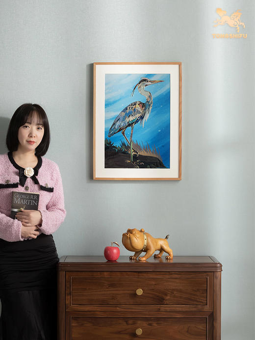 铜师傅 手工錾刻 铜雕画《蓝鹭之一》客厅餐厅玄关背景墙装饰画 商品图4