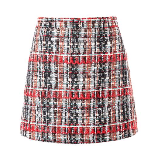 2019新款女装过年欧芮儿格子半身裙女短款撞色伞裙a字裙子显瘦 商品图3