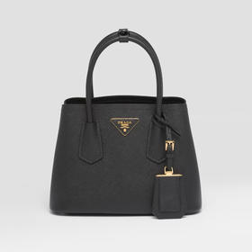 PRADA 普拉达 女士 Saffiano 十字纹皮革珐琅金属三角形徽标迷你提挎包 黑色 1BG443 2A4A F0002 XOO