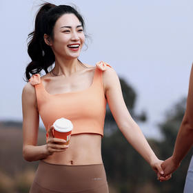 【双磨肌理】方领肩袢装饰带胸垫运动背心