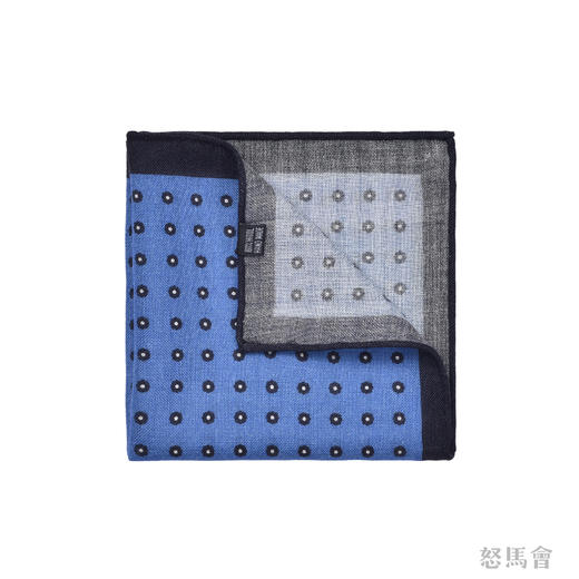 蓝色波点羊毛手工口袋巾 商品图0