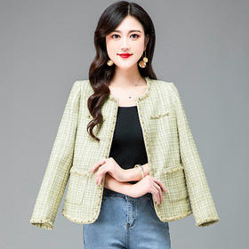 优雅小香风，圆领修身版型小外套QYM-HSY-S23A017-Y
