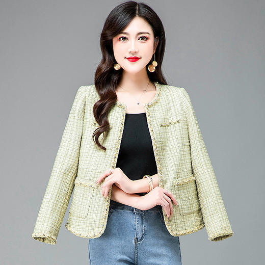 优雅小香风，圆领修身版型小外套QYM-HSY-S23A017-Y 商品图0