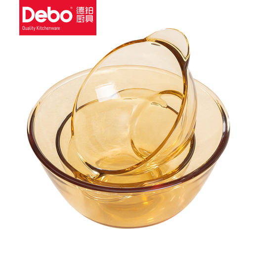 Debo德铂尤妮思琥珀色高硼硅玻璃碗盘子甜品水果沙拉碗耐高温家用大碗盘 商品图7