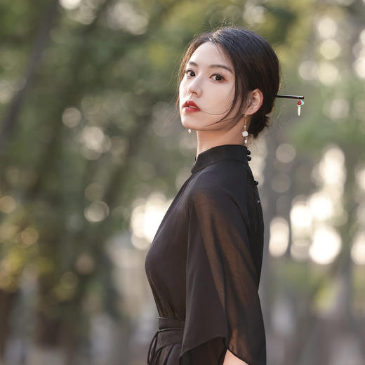 新款改良宽松连衣裙，中长款腰封私服花萝双层拼接插肩袖JLM-2278 商品图4