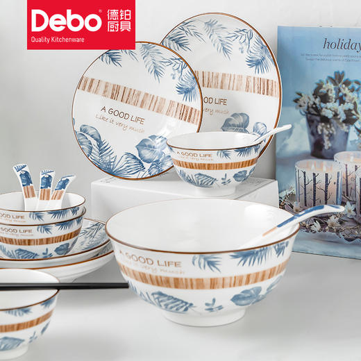 Debo德铂艾丽娜22头陶瓷餐具吃饭碗面碗汤碗家用碗碟 卡梅拉12头套装组合耐高温高颜值 商品图4