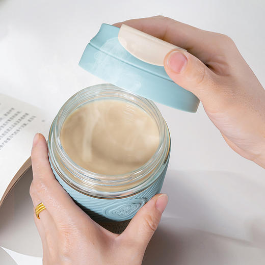 Debo德铂艾朵拉玻璃杯便携小清新有盖吸管杯套创意办公圆形大容量咖啡杯320毫升 商品图4