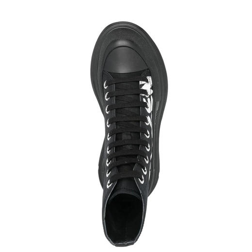 ALEXANDER MCQUEEN 亚历山大.麦昆 女士棉质字母涂鸦印花高帮 Tread Slick 休闲鞋 黑色 708752 W4RQ2 1006 商品图3