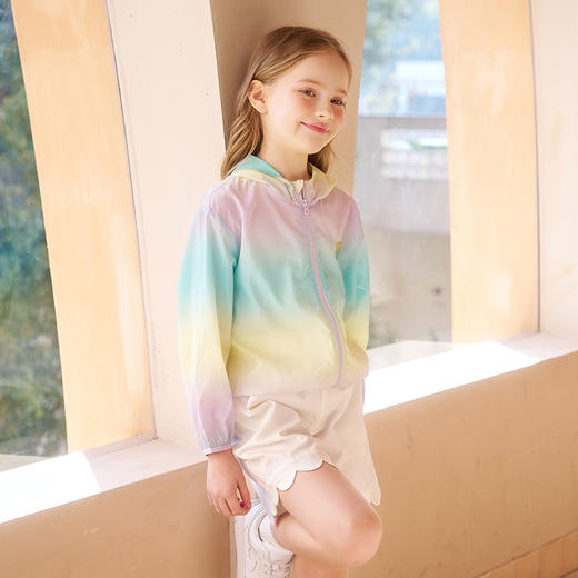 儿童皮肤衣夏季冰丝透气中大童开衫女童彩虹色沙滩洋气薄款外套 商品图4