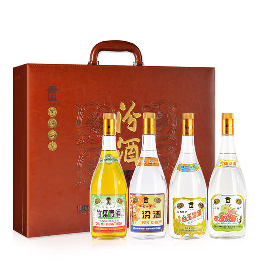 山西杏花村汾酒 清香四合汾酒950ml*4瓶礼盒装 汾竹白玫套装 商品图0