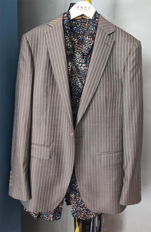 男装修身西服套装/单西 霸道总裁范 灰咖条纹 进口稀缺面料 J204M4662 商品图0
