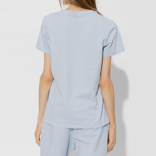 ALEXANDER MCQUEEN 亚历山大.麦昆 女士棉质字母徽标涂鸦印花圆领短袖T恤 浅蓝色 608614 QZAD3 0429 商品图2