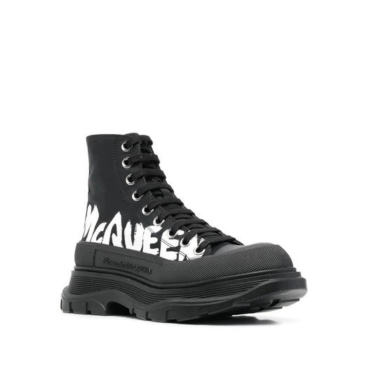 ALEXANDER MCQUEEN 亚历山大.麦昆 女士棉质字母涂鸦印花高帮 Tread Slick 休闲鞋 黑色 708752 W4RQ2 1006 商品图1
