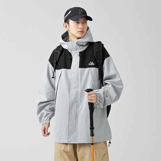 「三款配色」韩路日系男装 户外冲锋衣外套 男春季新款复古撞色拼接工装夹克潮上衣 商品图1