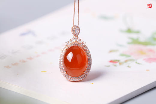 保山冰红吊坠【兮芷】 925银镶 商品图0