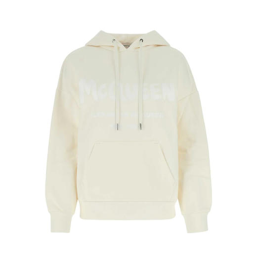 ALEXANDER MCQUEEN 亚历山大.麦昆 女士棉质字母徽标涂鸦印花连帽卫衣 浅黄色 674882 QZAHR 0954 商品图0