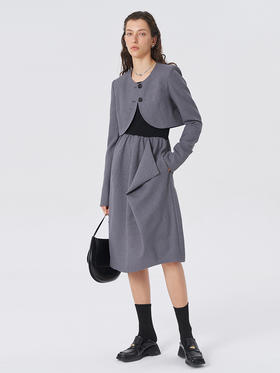 Self Who2023新款毛织拼韩国进口面料结构连衣裙优雅性感气质裙子