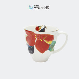 日本原产ceramic 蓝12月花系列陶瓷马克杯水杯杯子