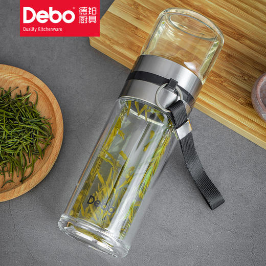 Debo德铂特尔斯高硼硅玻璃杯便携式茶杯泡茶水杯分离中式乐扣水壶260ml 商品图1