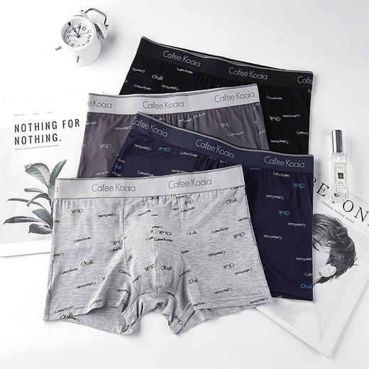 「4条礼盒装」CALEJNKAVJN男士四角内裤 平角裤莫代尔夏季短裤平角内衣内裤男潮4条装 商品图3