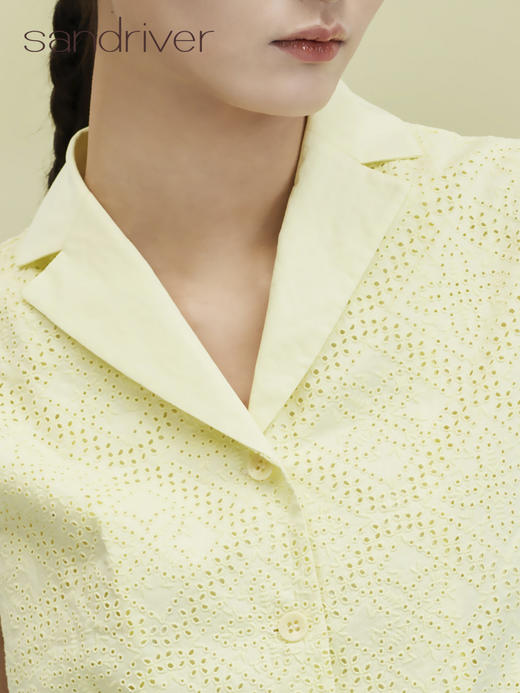 纯棉刺绣西装领无袖上衣 SJS95W023W 商品图1