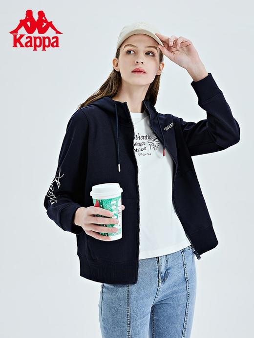Kappa卡帕针织帽衫23新女运动卫衣休闲开衫印花长袖外套K0D22MK01 商品图4