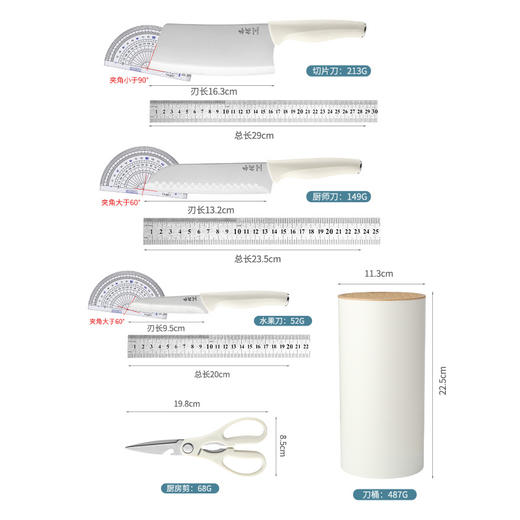「五件套！新厨具设计感」好利索刀具套装 厨房用品家用菜刀不锈钢套刀整套菜板砧板七件全套组合 商品图4