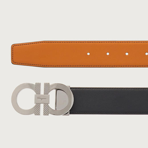 FERRAGAMO 菲拉格慕 男士双面可调式 GANCINI 腰带 黑色 67 0084 750184 商品图2