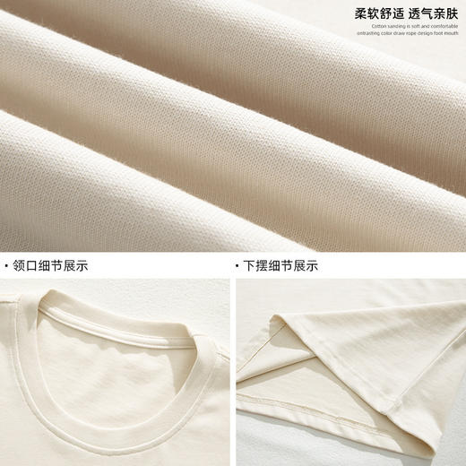 「十款配色！ 250g重磅棉」韩路日系男装 250g重磅纯棉T恤 男春夏新款宽松多色打底衫短袖上衣 商品图3