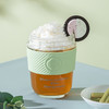Debo德铂艾朵拉玻璃杯便携小清新有盖吸管杯套创意办公圆形大容量咖啡杯320毫升 商品缩略图9