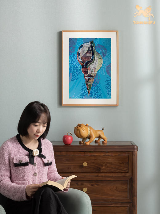 铜师傅 手工錾刻 铜雕画《海螺之一》客厅餐厅玄关背景墙装饰画 商品图4