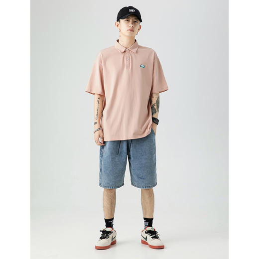 「三款配色」韩路日系男装 男装polo衫2023夏季新款简约宽松棉短袖t恤男上衣 商品图2