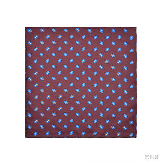 酒红色波点蚕丝手工口袋巾 商品图1