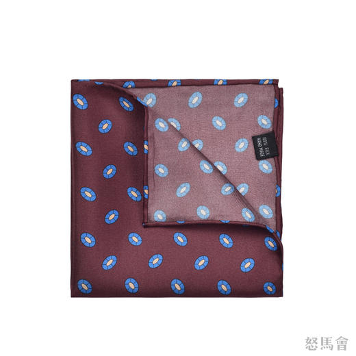 酒红色波点蚕丝手工口袋巾 商品图0