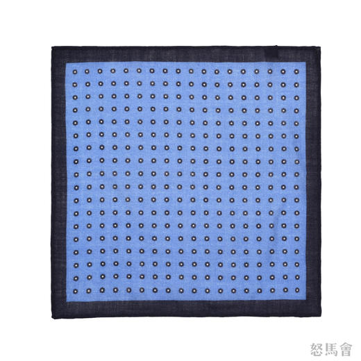 蓝色波点羊毛手工口袋巾 商品图1