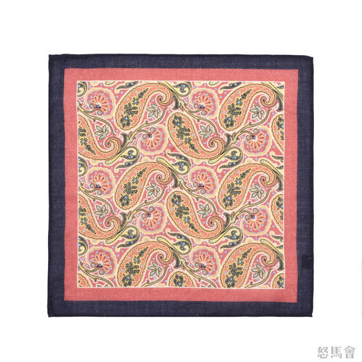 橙红色羊毛手工口袋巾 商品图1