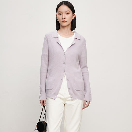 IN AND ON 针织衫开衫女春秋新款百搭显白百搭西装领针织上衣 商品图0