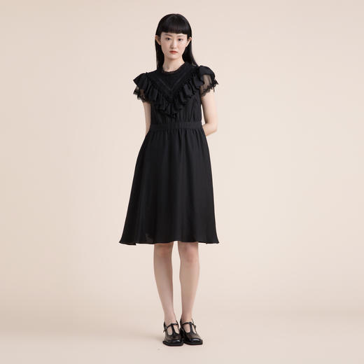 谜底质感收腰连衣裙2023夏季新款铜氨丝中长裙小众设计235ML6045 商品图0