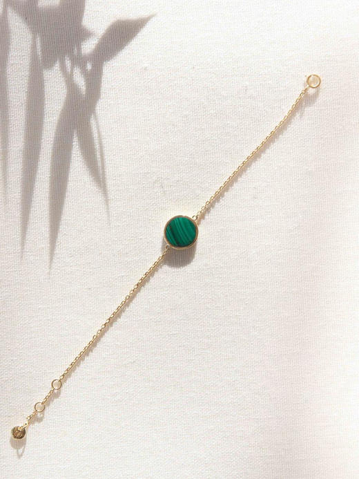 CAPSULE | Bliss solo stone Bracelet  [ 白母贝 / 黑玛瑙 / 绿孔雀石 / 亚马逊石手链 ] 商品图3