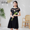 EITIE爱特爱夏新款镂空蕾丝露背性感精致时尚黑色显瘦a字连衣裙B07118 商品缩略图0